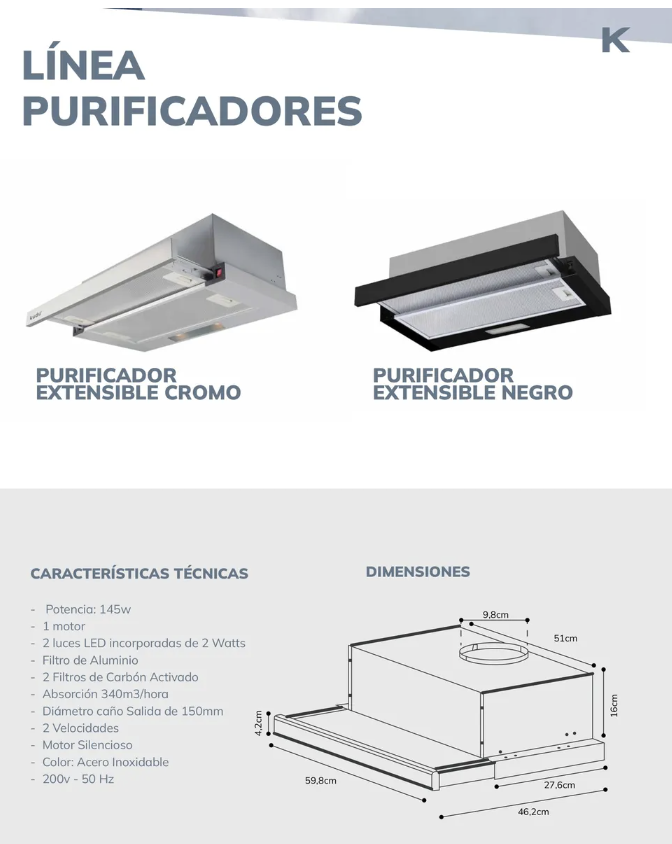 Purificador Extensible Cromo 3